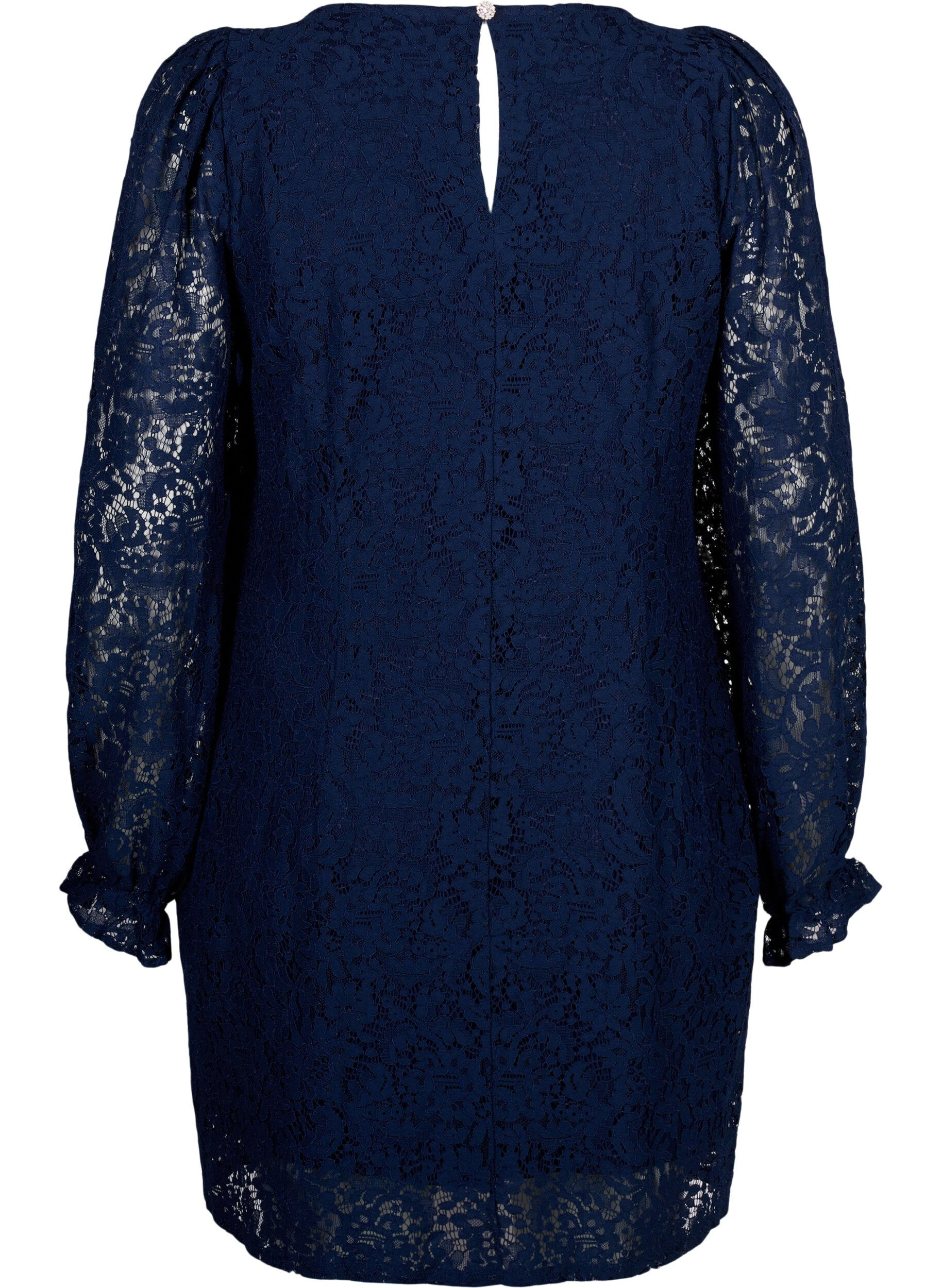 Zizzi Robe en dentelle &agrave; manches longues, Navy Blazer, Packshot image number 1