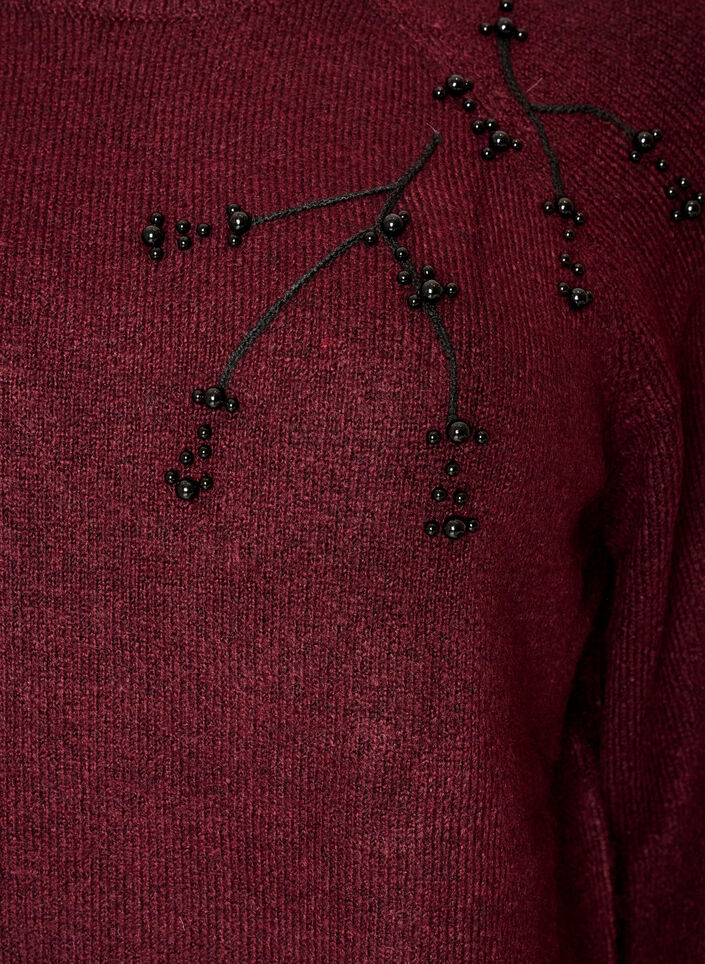 Pull avec broderie de perles, Bordeaux, Packshot image number 2