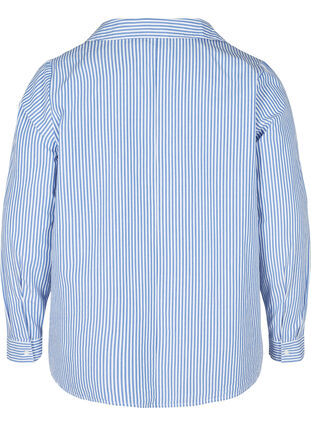 Gestreept overhemd van biologisch katoen, Dazzling Blue Stripe, Packshot image number 1