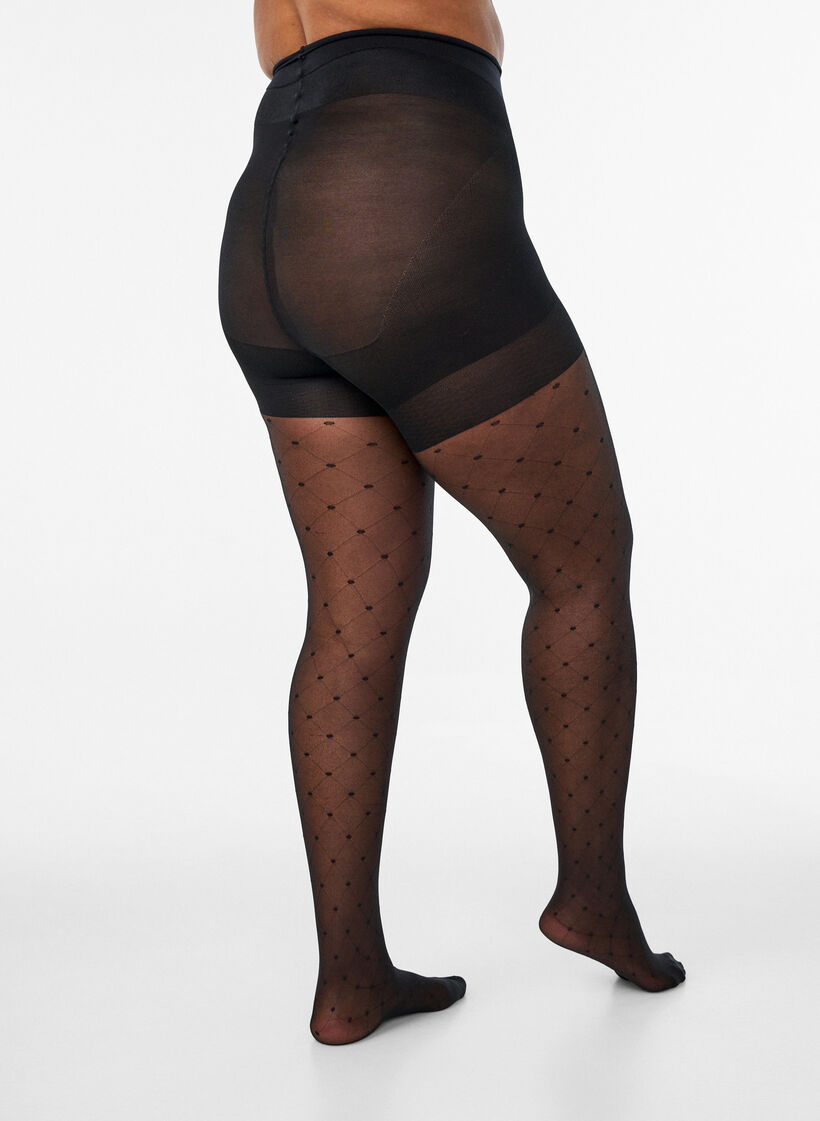 Push-up 25 denier panties met stippenpatroon, Zwart, Model image number 1