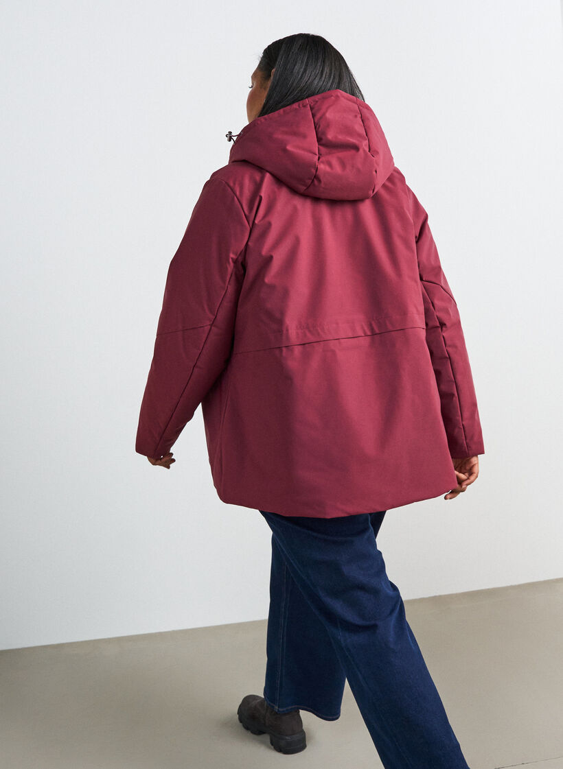 Veste d'hiver avec capuche et taille ajustable, Bordeaux, Model image number 2