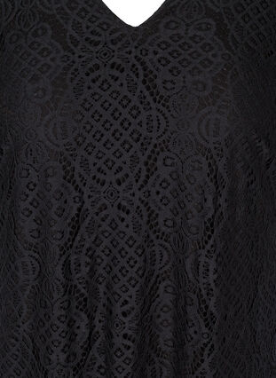 Robe en dentelle avec col en V et manches 2/4, Black, Packshot image number 2