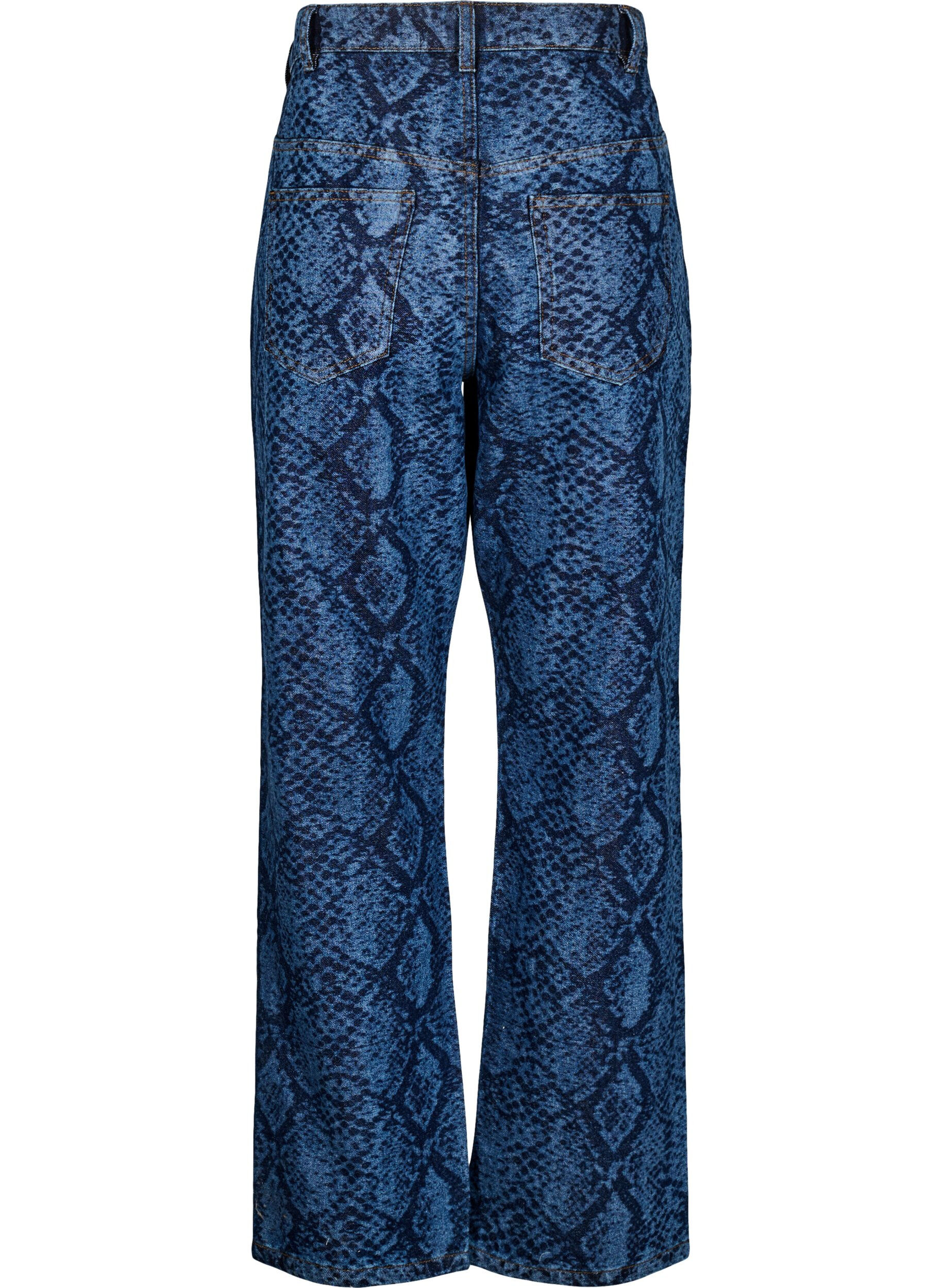 Zizzi Jean Emily &agrave; imprim&eacute; serpent, Bleu, Packshot image number 1