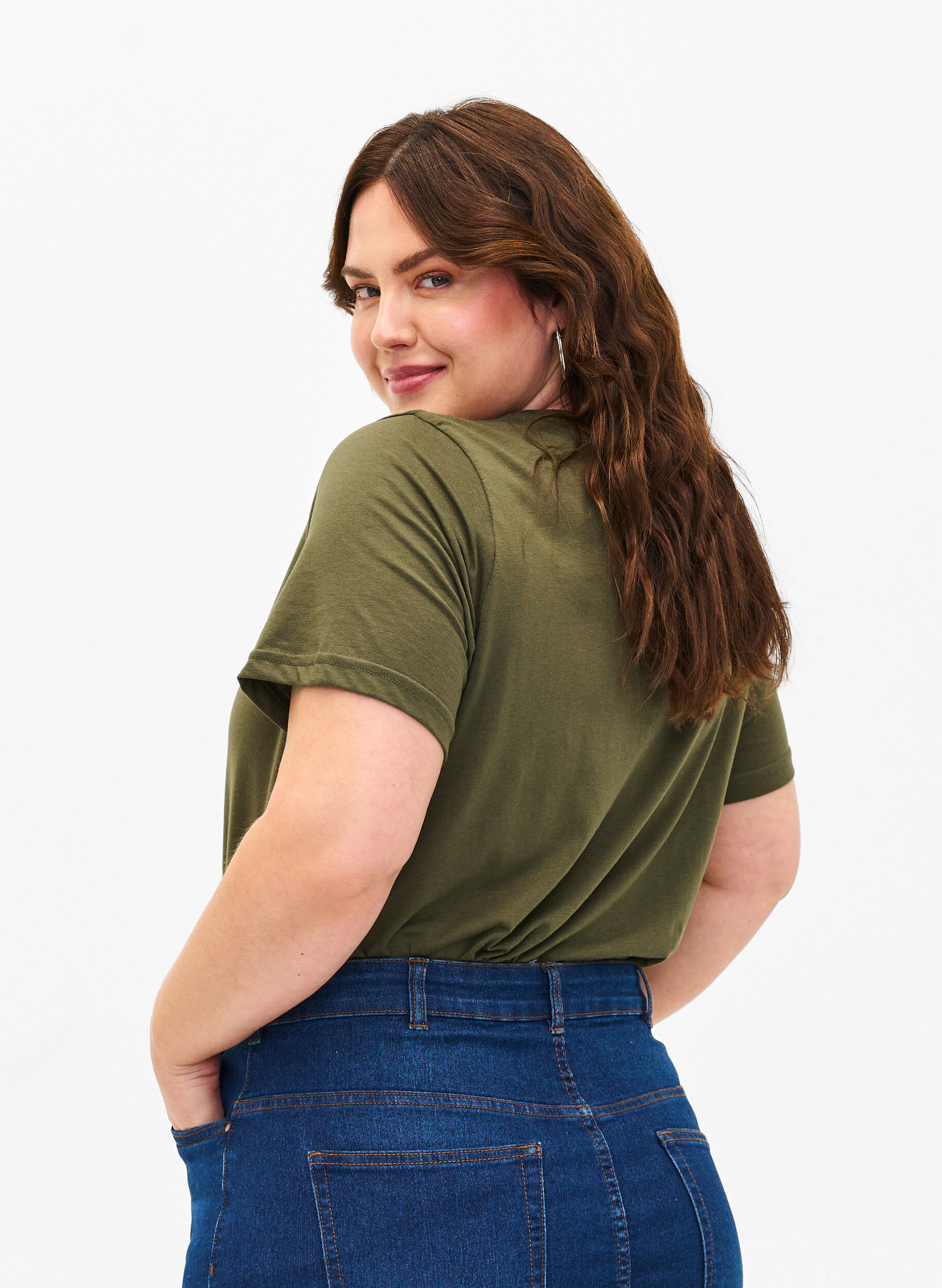 ZizziFLASH - T-shirt met ronde hals, Olivie Night, Model image number 1