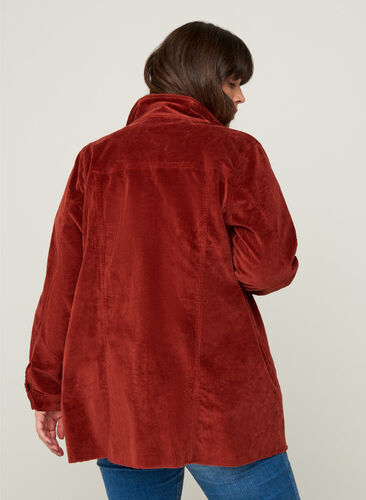 Fluwelen blouse jas met zakken, Burnt Henna, Model image number 1
