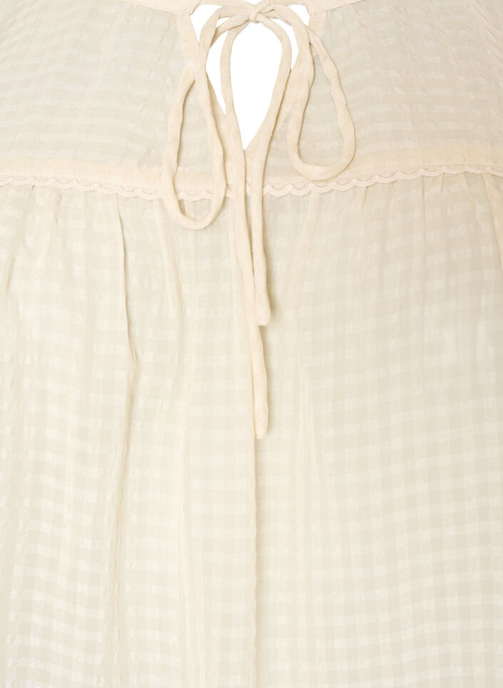 Blouse en seersucker avec lien &agrave; nouer, Beige, Packshot image number 2