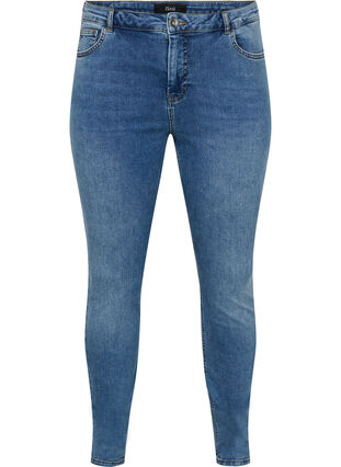 Super slim Amy jeans van katoenmix, Blue denim, Packshot image number 0