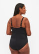 	 Gewatteerd badpak met draperie&euml;n, Zwart, Model image number 1