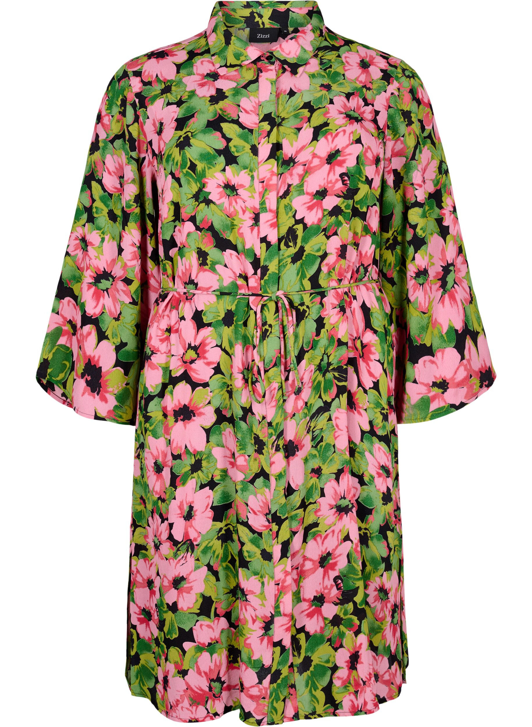 ZizziOverhemdjurk van viscose met bloemenprint, Pink G. Flower AOP, Packshot image number 0