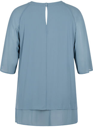 Chiffon blouse met 3/4 mouwen, Goblin Blue, Packshot image number 1