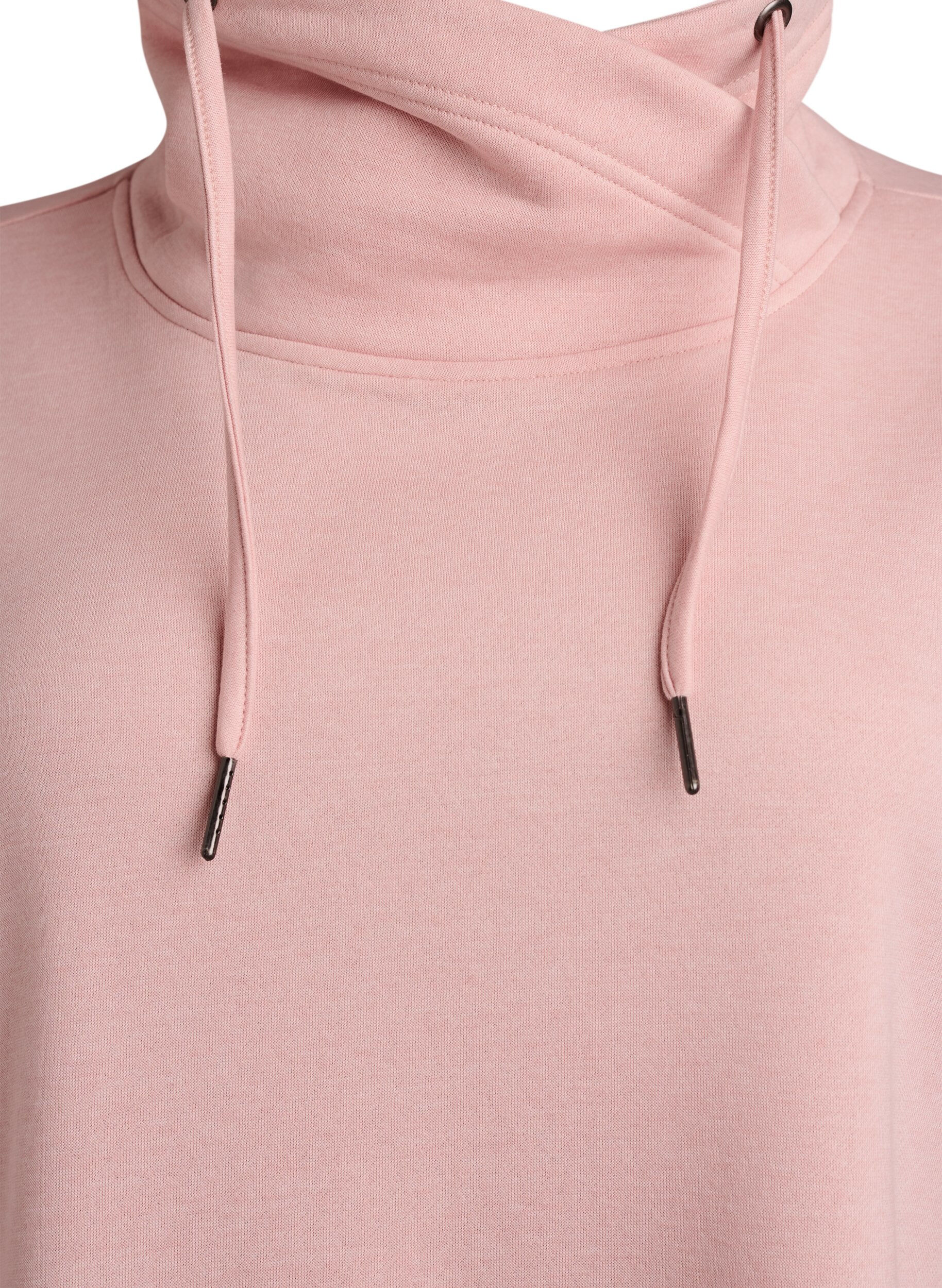 Zizzi Robe sweat-shirt courte &agrave; col montant et poches, Rose poudr&eacute;e, Packshot image number 2