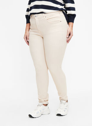 Jeans Amy super slim avec taille haute, Oatmeal, Model image number 2