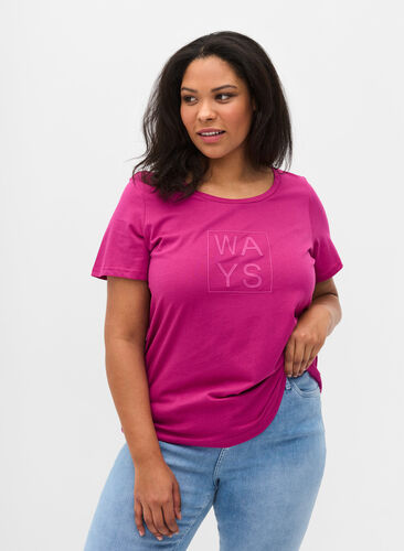 T-shirt en coton à manches courtes avec imprimé, Festival Fuchsia WAY, Model image number 0