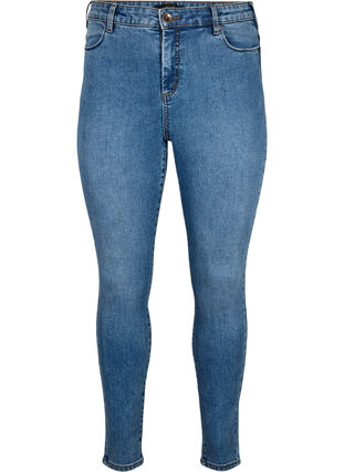 Amy jeans met een hoge taille en super slanke pasvorm, Blue denim, Packshot image number 0