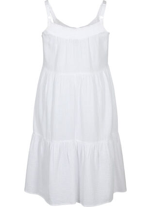 Effen katoenen jurk met bandjes, Bright White, Packshot image number 1