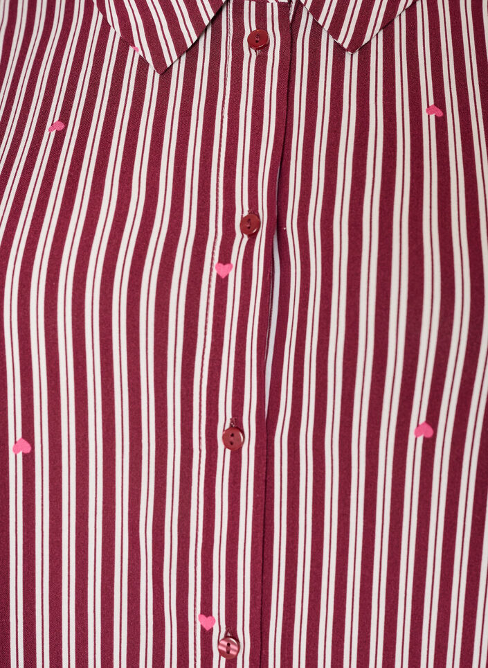 Nachtshirt met strepen en hartjes, Donker Bordeaux, Packshot image number 2
