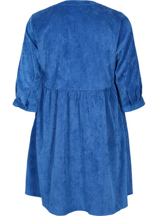 Robe en velours avec manches 3/4 et boutons, Estate Blue, Packshot image number 1