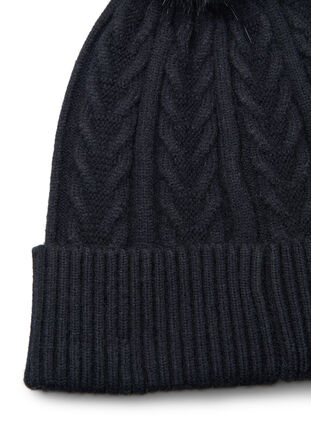 Bonnet tricoté avec pompom, Black, Packshot image number 1