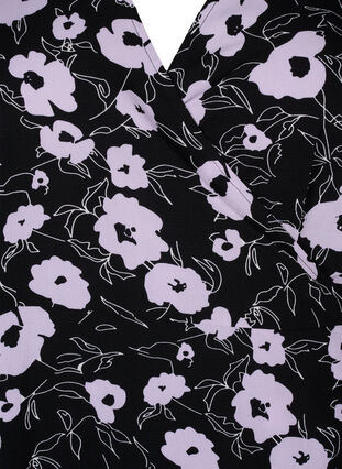 Robe portefeuille imprimée à manches courtes, Black Flower AOP, Packshot image number 2