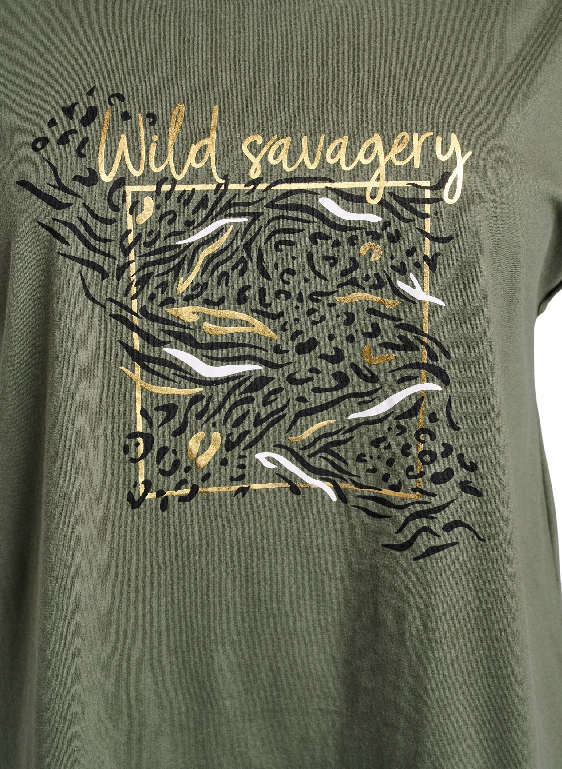 ZizziT-shirt met dierenprint en tekst, Thyme W. Wild, Packshot image number 2