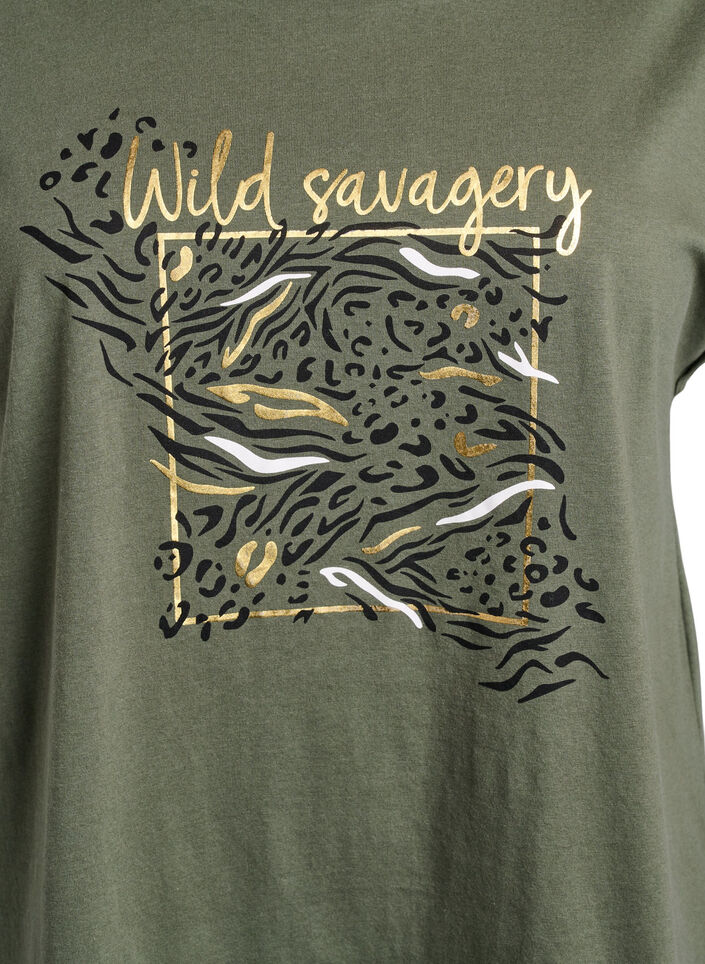 T-shirt met dierenprint en tekst, Thyme W. Wild, Packshot image number 2