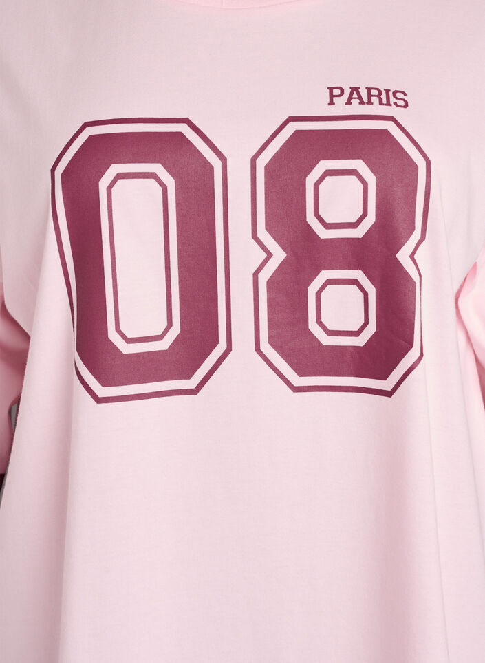 T-shirt college oversize à manches 3/4, Rose, Packshot image number 2