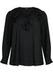  Blouse met ruches en lange mouwen, Black, Packshot image number 0
