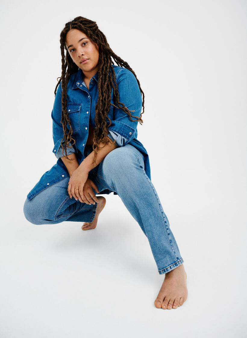 Jeans bicolores Mille mom fit, Lt. B. Comb, Image image number 1