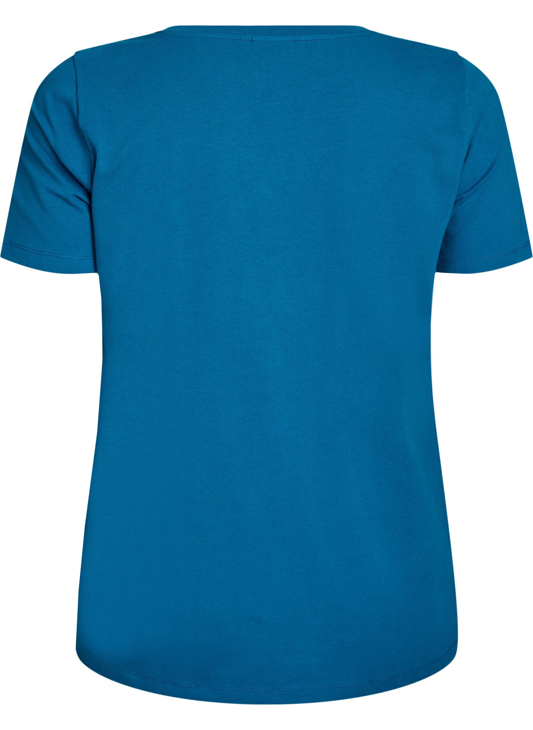 ZizziEffen basic katoenen T-shirt, Blauw, Packshot image number 1