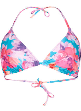 Soutien-gorge bikini triangle avec imprimé, Pink Flower, Packshot image number 0