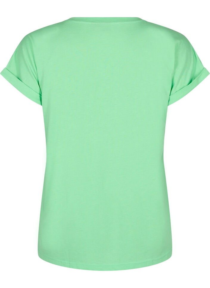 T-shirt met korte mouwen van katoenmix, Groen, Packshot image number 1