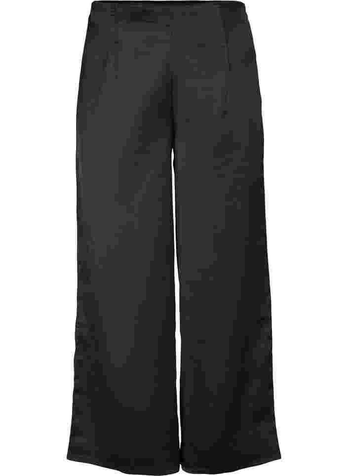Pantalon en satin avec largeur, Black, Packshot image number 0