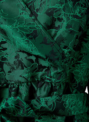 Robe portefeuille courte à manches 3/4, Green , Packshot image number 3