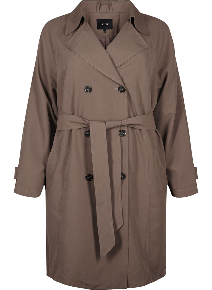 Trenchcoat met riem en split, Chocolate Chip, Packshot image number 0