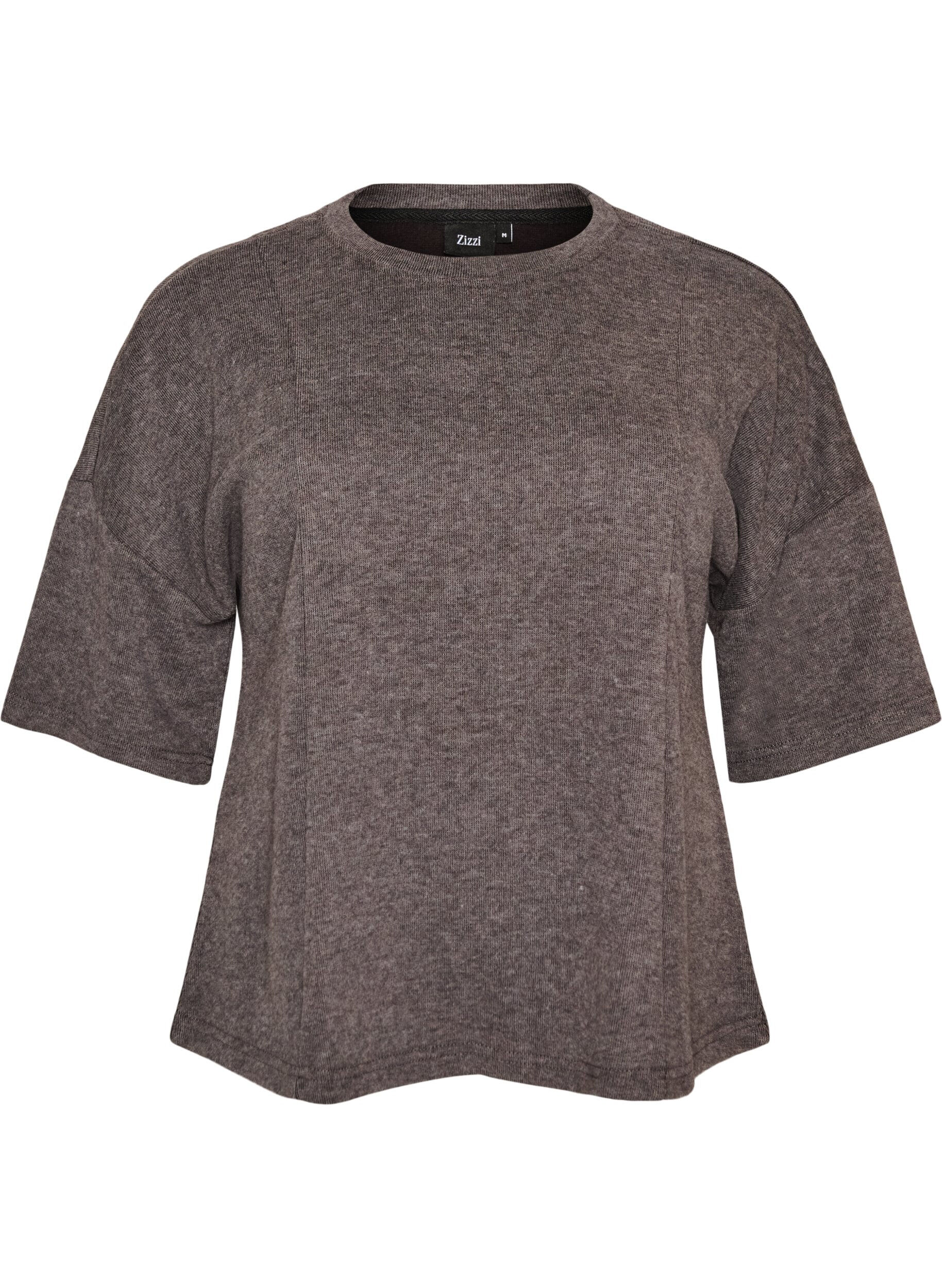ZizziA-lijn jersey blouse met mouwen tot de elleboog, Grijs, Packshot image number 0