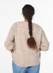 Cardigan met strikknopen en opengewerkt patroon, Beige, Model image number 2