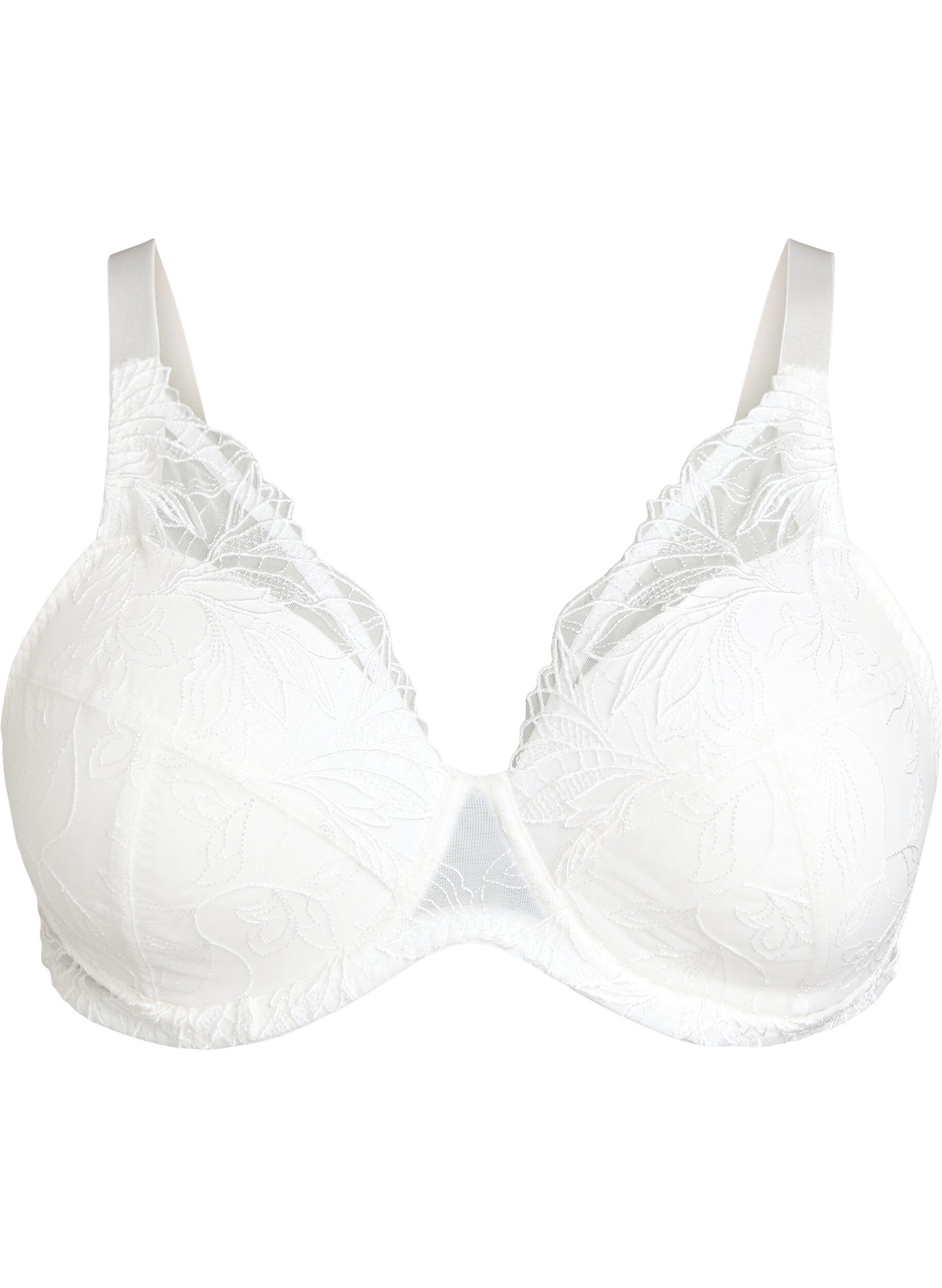 ZizziGewatteerde kanten beha met beugel, Wit, Packshot image number 0