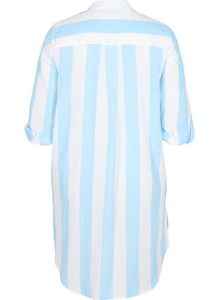 Gestreepte katoenen blouse met 3/4 mouwen, Blue Bell Stripe, Packshot image number 1
