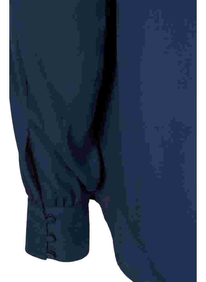 Blouse met knoopsluiting en v-hals, Navy Blazer, Packshot image number 3