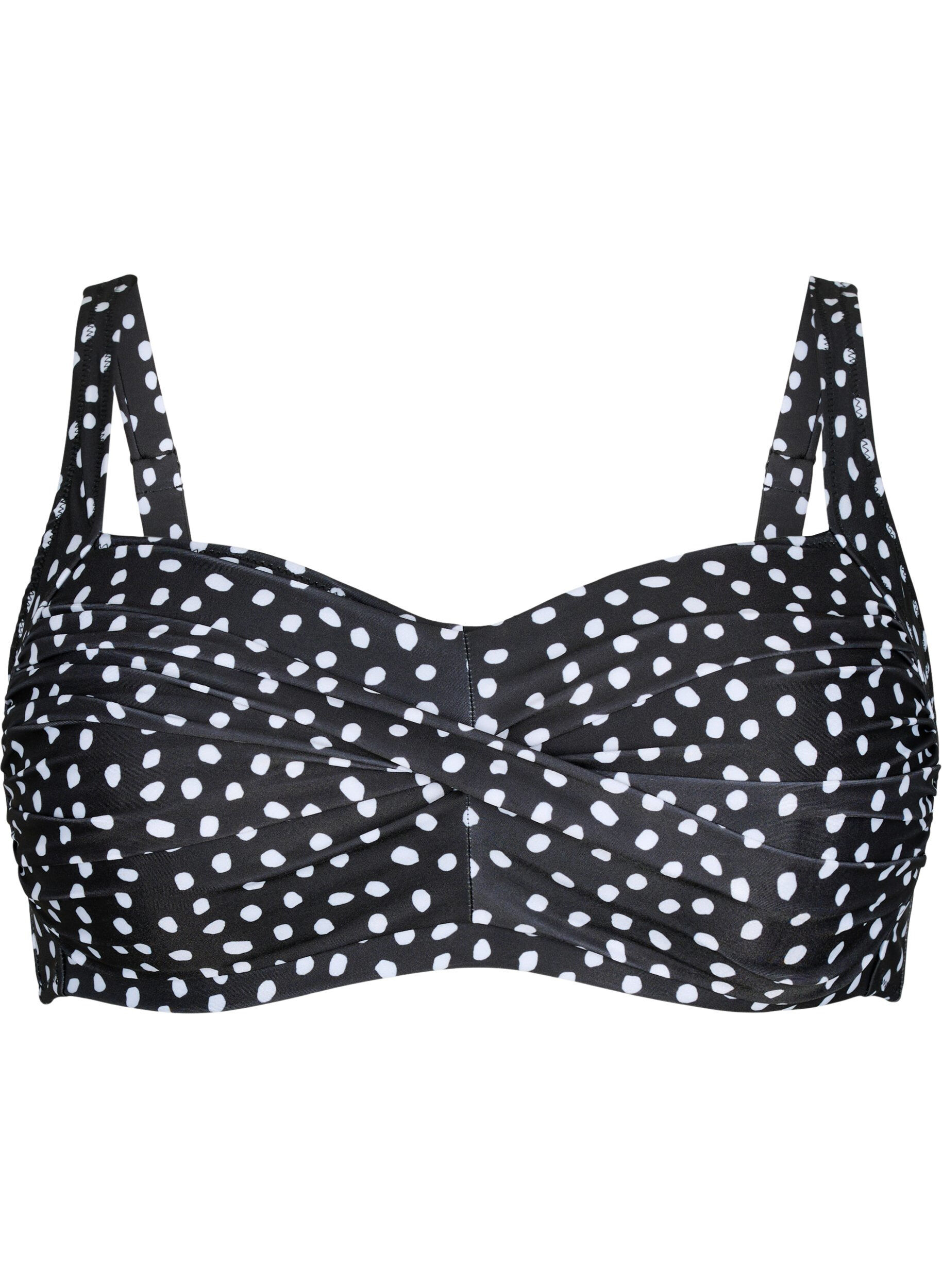 ZizziBedrukte bikinitop, Black White Dot, Packshot image number 0
