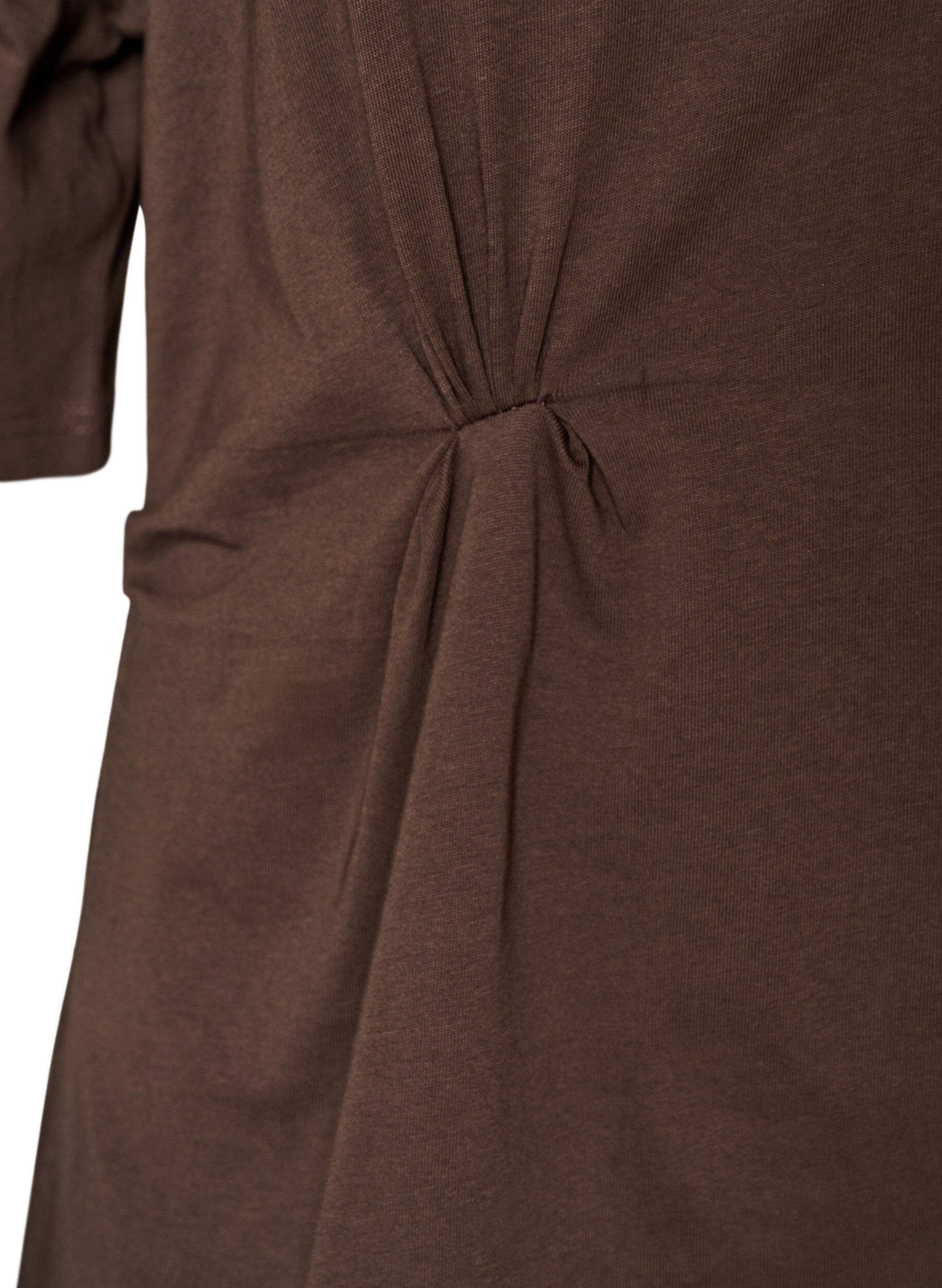 ZizziT-shirt met gedrapeerd detail, Bruin, Packshot image number 3