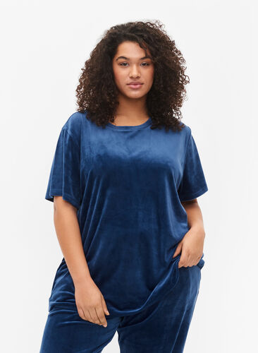 T-shirt en velours, Insignia Blue, Model image number 0
