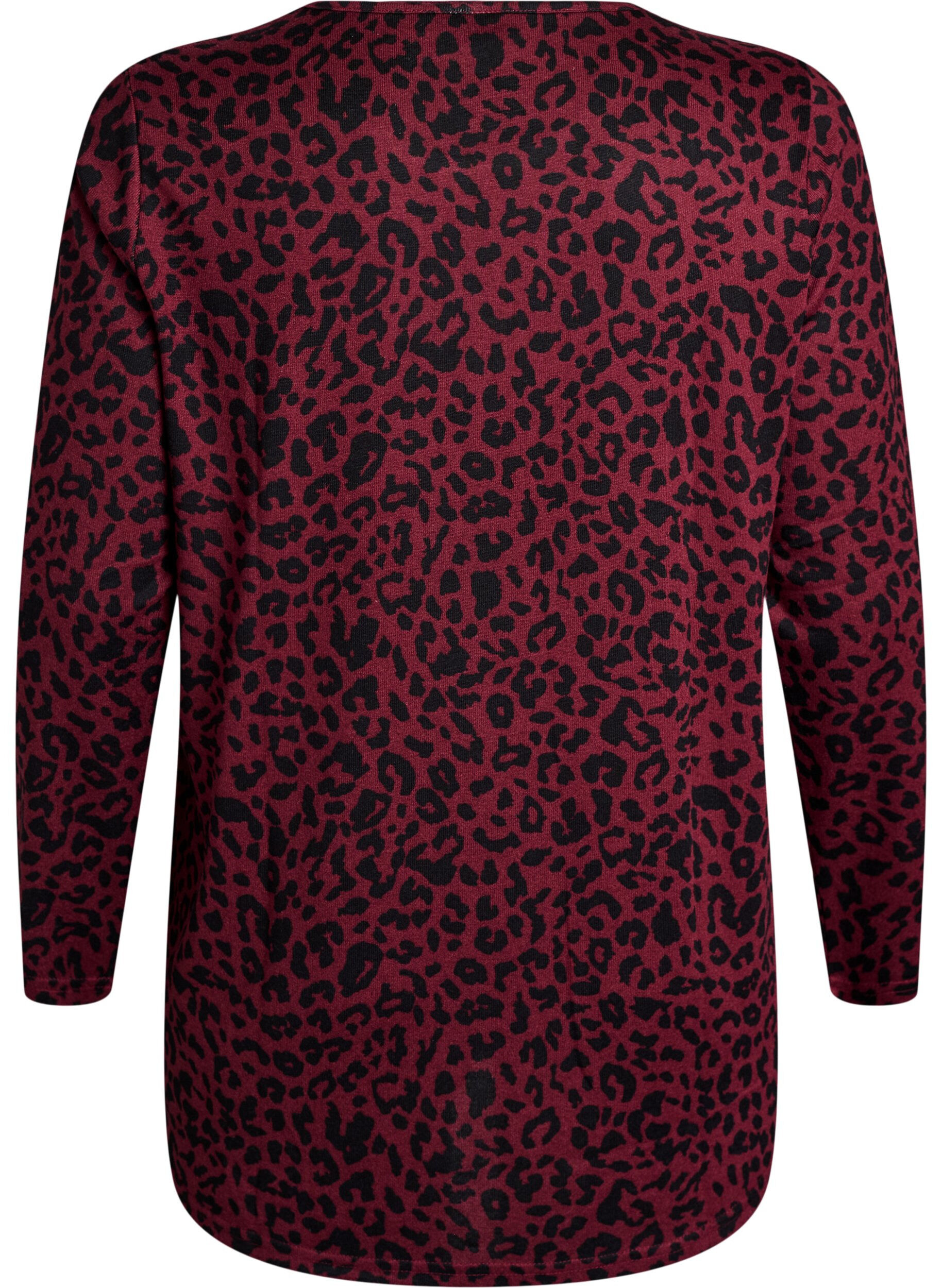 ZizziGedessineerde blouse met lange mouwen, Donker Bordeaux, Packshot image number 1