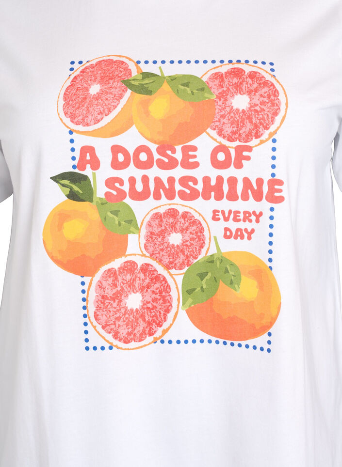 T-shirt en coton biologique avec motif d'agrumes, Blanc, Packshot image number 2