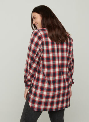 Geruite blouse met  borstzakken, Red checked, Model image number 1