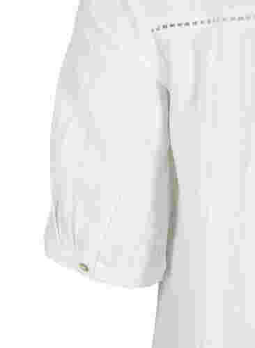 Gestreepte viscose jurk met kanten lint, Bright White, Packshot image number 3