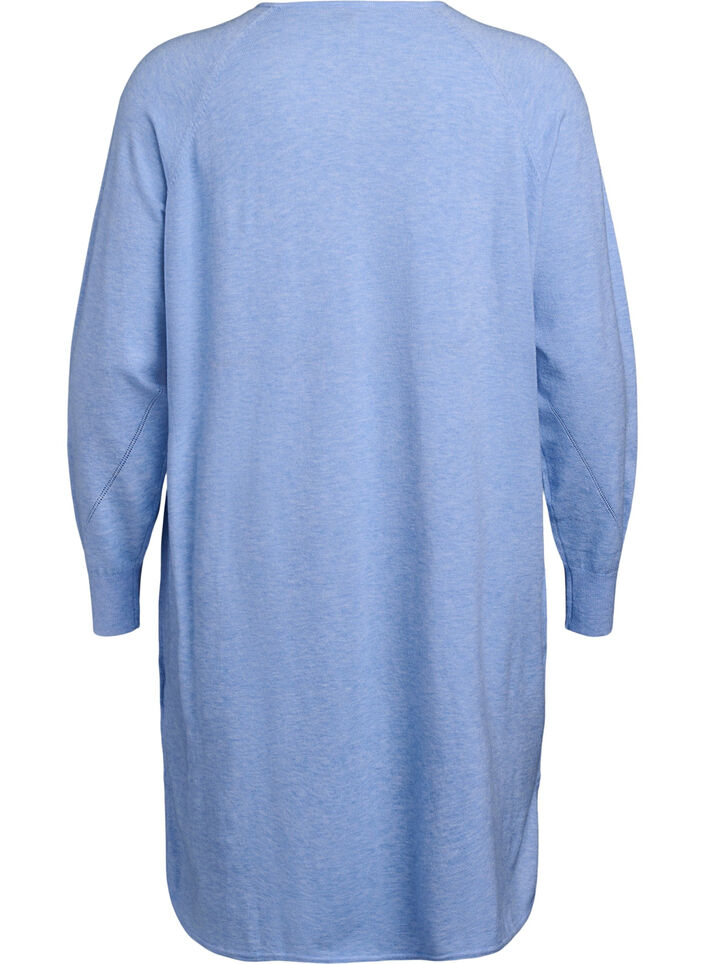 Gebreide jurk met een ronde hals en gebreid patroon, Della R. Blue Mel., Packshot image number 1