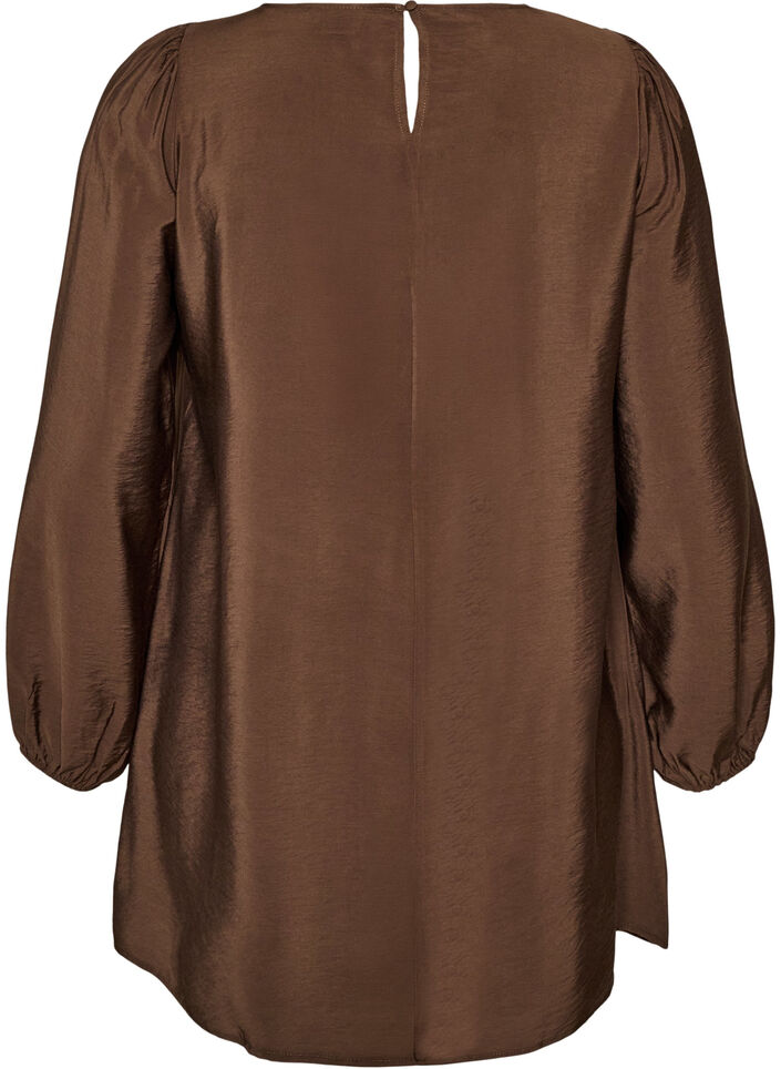 Viscose tuniek met kanten detail, Bruin, Packshot image number 1