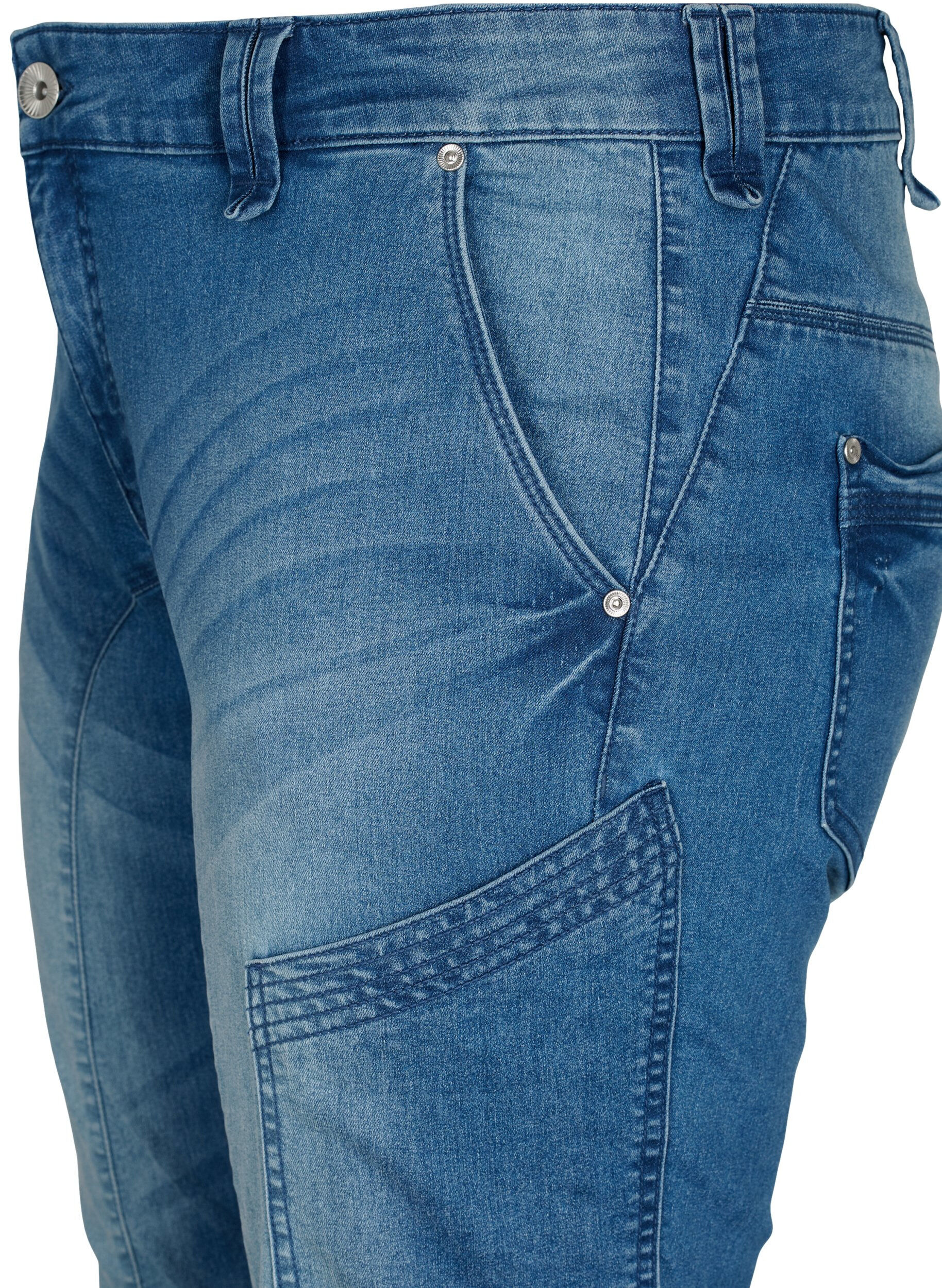ZizziSlim fit capri jeans met zakken, Blauw, Packshot image number 2