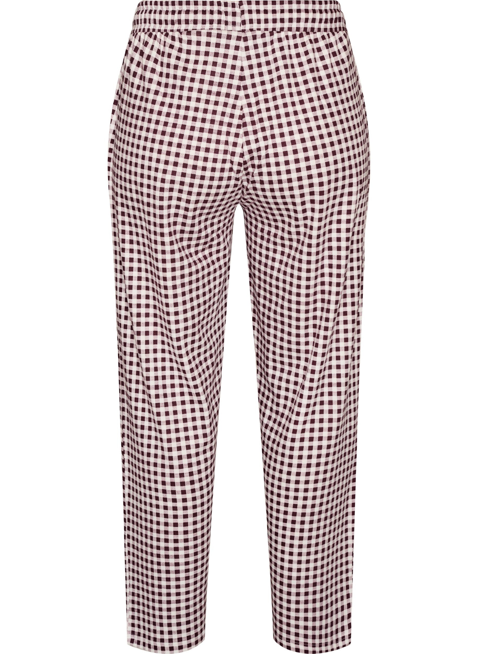 ZizziKatoenen pyjamabroek met hoge taille, Rood, Packshot image number 1